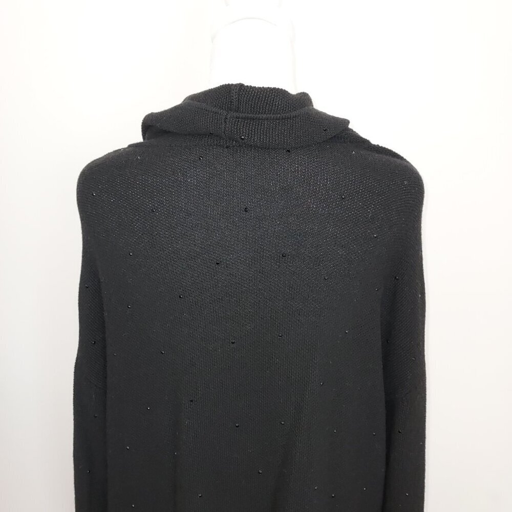 J Jill Wool Blend Cowl Neck Embellished Black Sweater Size Medium - Picture 2 of 10